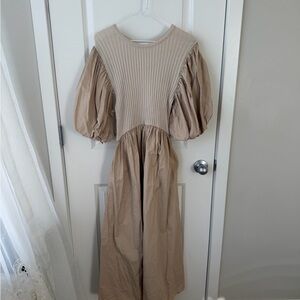 Elegant Beige Midi Dress